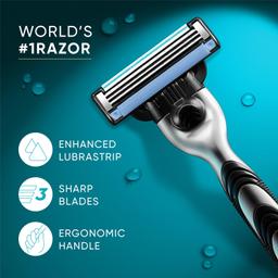 Gillette Mach 3 Razor for men Most Comfortable shave| 3 blade Razor for men | Anti-Friction Blades for safe shave | Lubricating Strip for smooth shave & sensitive skin | Metal Handle & Superior Grip