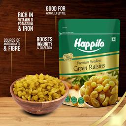 Happilo Dried Seedless Green Raisins Value Pack Pouch, 500 gm