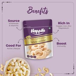 Happilo 100% Natural Premium Whole Cashews 500 g Value Pack | Whole Crunchy Cashew | Premium Kaju nuts | Nutritious & Delicious | Gluten Free & Plant based Protein