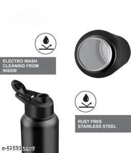 Pigeon Inox Hydra 900 ml Bottle  (Pack of 1, Black, Steel)