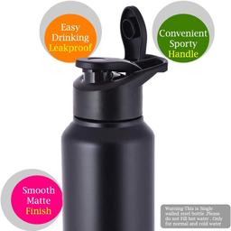 Pigeon Inox Hydra 900 ml Bottle  (Pack of 1, Black, Steel)