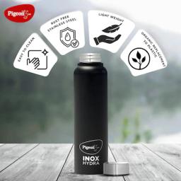 Pigeon Inox Hydra 900 ml Bottle  (Pack of 1, Black, Steel)