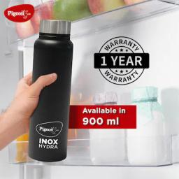 Pigeon Inox Hydra 900 ml Bottle  (Pack of 1, Black, Steel)
