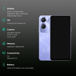 Vivo Y28s 5G (6GB RAM, 128GB, Twinkling Purple)