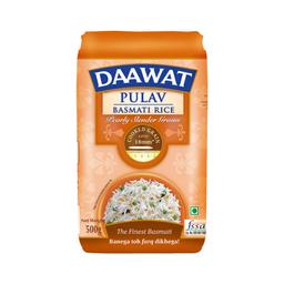 Daawat Pulav Basmati Rice 500g| Pearly slender Grains| Cooked Grain Upto 18mm*| Long & Fluffy Pulav Rice