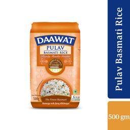 Daawat Pulav Basmati Rice 500g| Pearly slender Grains| Cooked Grain Upto 18mm*| Long & Fluffy Pulav Rice