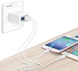 IVON Quick Charger Adapter with Digital Display, Dual USB Port 5V/3.1A USB Ports, Compact Power Adapter, Travel USB Charger for All Mobile Phones, Tablets (White)