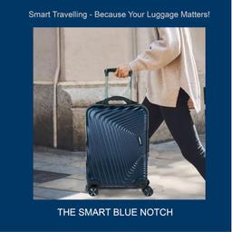 Carriall Notch Navy Blue Polycarbonate Luggage Bag for Travel (Small) | Suitcase for Travel & Business | 8 Spinner Wheels, Anti Theft & Inbuilt Weighing Scale | Travel Suitcase for Men & Women