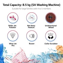 LG 8.5 kg 5 Star Semi-Automatic Top Load Washing Machine (P8530SRAZ, Burgundy, Roller Jet Pulsator)