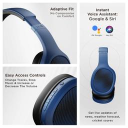 boAt Rockerz 460 Wireless Over Ear Headphones W/Up to 30Hrs Playtime, 40Mm Drivers, Signature Sound, Beast Mode, Enx, Dual Pairing, Bt V5.2, Instant Voice Assistant, Adaptive Fit(Bold Blue)