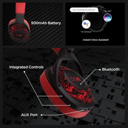 boAt Rockerz 550 Bluetooth Wireless Over Ear Headphones with Mic Upto 20 Hours Playback, 50MM Drivers, Soft Padded Ear Cushions and Physical Noise Isolation (Red)