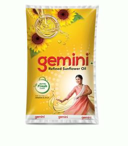 Gemini Refined Sunflower Oil Pouch, 1L