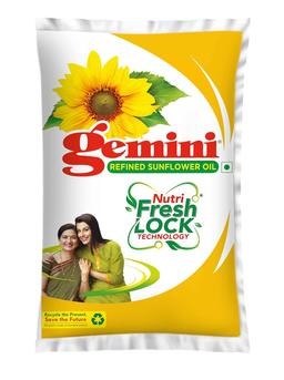 Gemini Refined Sunflower Oil Pouch, 1L