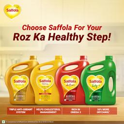Saffola Gold Refined Cooking oil | Power of 3 (1 Litre Pouch)