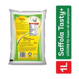Saffola Tasty Refined Oil|Blend of Corn Oil & Rice Bran Oil|Cooking oil|Pro Fitness Conscious Edible Oil 1 Litre Pouch