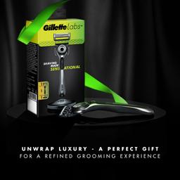 Gillette Labs Shaving Razor for Men, with 2D Flexdisc Technology, Magnetic Stand, Exfoliating Bar, Metallic Handle, 5 anti-friction blades,Precision trimmer,Waterproof