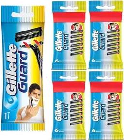 Gillette Guard Cartridge Single Blade With Razor (25Cartridge + 1 Razor Handle) Pack of 26 Items