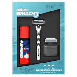Gillette Mach3 Celebrations Gift Pack (Mens Grooming Kit with Mach3 Razor, Hygiene Cap, Cartridge & Foam), Men