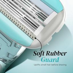LetsShave Evior 6 Shaving Razor Blades Refills (Cartridge) For Women, Pack fo 2 with Lubricating Strip Enriched with Aloe Vera, Vitamin E and Argan oil, Blades for Women
