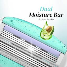 LetsShave Evior 6 Shaving Razor Blades Refills (Cartridge) For Women, Pack fo 2 with Lubricating Strip Enriched with Aloe Vera, Vitamin E and Argan oil, Blades for Women