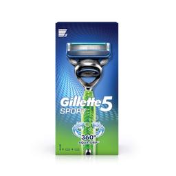 Gillette Sport 5-Blade No Slip Aquagrip Men’S Razor + 1 Cartridge