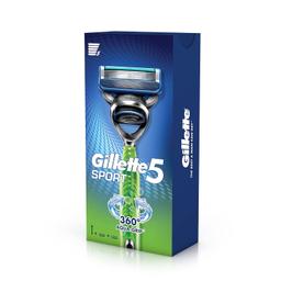 Gillette Sport 5-Blade No Slip Aquagrip Men’S Razor + 1 Cartridge