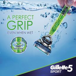 Gillette Sport 5-Blade No Slip Aquagrip Men’S Razor + 1 Cartridge
