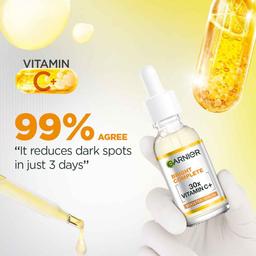 Garnier Skin Naturals, Face Serum, Increases Skin's Glow Instantly and Reduces Spots Overtime, Bright Complete Vitamin C Booster, 30 ml