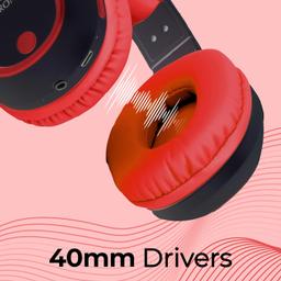 Zebronics Thunder Bluetooth 5.3 Over ear Wireless Headphones with 60H Backup, Gaming Mode, Dual Pairing, ENC, AUX, Micro SD, Voice Assistant, Comfortable Earcups, Call Function (Red)