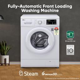 LG 7 Kg 5 Star Inverter Touch Panel Fully-Automatic Front Load Washing Machine with In-Built Heater (FHM1207SDW, White, 6 Motion Direct Drive, 1200 RPM & Steam)