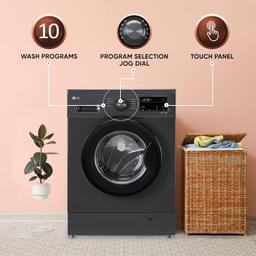 LG 8 Kg 5 Star Inverter Direct Drive Touch Panel Fully Automatic Front Load Washing Machine (FHM1408BDM, Steam for Hygiene, In-Built Heater, 6 Motion DD, Middle Black)