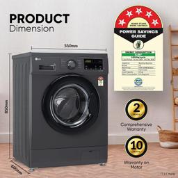 LG 8 Kg 5 Star Inverter Direct Drive Touch Panel Fully Automatic Front Load Washing Machine (FHM1408BDM, Steam for Hygiene, In-Built Heater, 6 Motion DD, Middle Black)