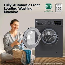 LG 8 Kg 5 Star Inverter Direct Drive Touch Panel Fully Automatic Front Load Washing Machine (FHM1408BDM, Steam for Hygiene, In-Built Heater, 6 Motion DD, Middle Black)