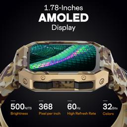 Fire-Boltt Cobra Smart Watch 1.78" Always-On AMOLED Display, Army Grade Strong Build, Bluetooth Calling with 123 Sports Modes, 60 Hz Refresh Rate, IP68 Rating