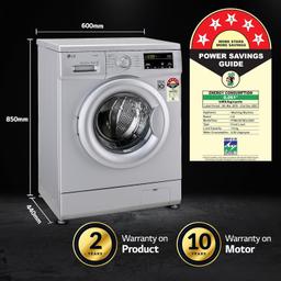 LG 7 Kg 5 Star Inverter Touch Control Fully-Automatic Front Load Washing Machine with in-built Heater (FHM1207SDL, Silver, 6 Motion Direct Drive & Steam)