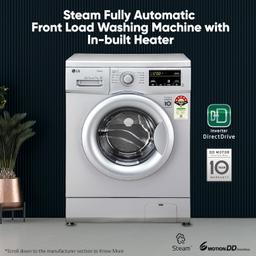 LG 7 Kg 5 Star Inverter Touch Control Fully-Automatic Front Load Washing Machine with in-built Heater (FHM1207SDL, Silver, 6 Motion Direct Drive & Steam)