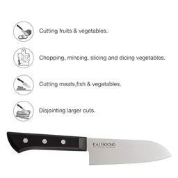 Kai Hocho Premium Santoku Kitchen/Vegetable Knife, 6.77 Inch Blade, Black, Carbon_Steel