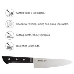 Kai Gift Box Premium Chef Hocho Knife 18.7 cm - Blade, Santoku Big Knife 17.2 cm - Blade and Santoku Small Knife 14.2 cm - Blade, Black Stainless Steel Knife Set (Pack of 3)