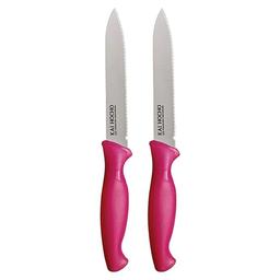 Kai Stainless Steel Vegetable Knife Serrated Blade Set, 2-Piece, Pink