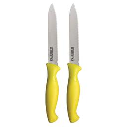 Kai Stainless Steel Vegetable Knife Serrated Blade Set, 2-Piece, Yellow