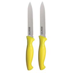 Kai Stainless Steel Vegetable Knife Serrated Blade Set, 2-Piece, Yellow