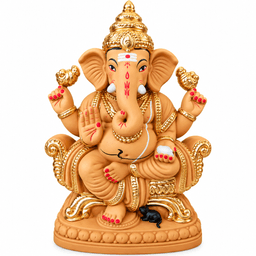 CLAY GANESHA, 100% ECO-FRIENDLY CLAY GANESHA IDOL,Size:  1.5 Foot