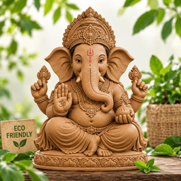 CLAY GANESHA, 100% ECO-FRIENDLY CLAY GANESHA IDOL,Size:  1.5 Foot