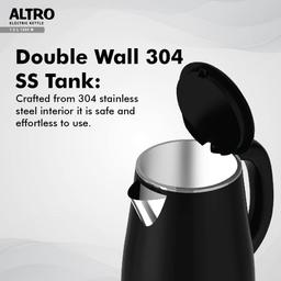 Havells Electric Kettle Altro 1250 Watts 1.5 liters, Double Layered Cool Touch Outer Body(Black)