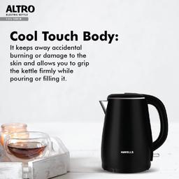 Havells Electric Kettle Altro 1250 Watts 1.5 liters, Double Layered Cool Touch Outer Body(Black)
