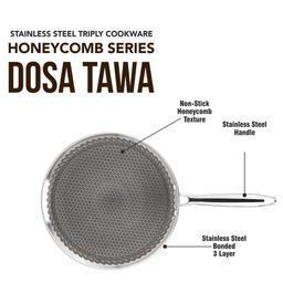N - Duraa Triply Heavy Thickness Stainless Steel Honey Comb Surface Dosa Tawa 290mm