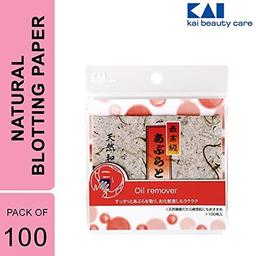 Kai Oil Control Blotting Paper Natural Japanese Paper,Travel-friendly- (100 Pcs)