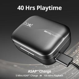 boAt Airdopes 800 True Wireless in Ear Ear Buds w/Dolby Audio, Adaptive EQ by Mimi, 40 Hours Playback, 4 Mics w/AI-ENx™, in-Ear Detection & Hearables App Support(Interstellar Black)