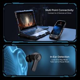 boAt Airdopes Flex 454 ANC Truly Wireless in Ear Ear Buds w/Smart Features, ANC, 60HRS Playback, Hearables App Support, Quad Mics, Multi Point Connectivity, ASAP Charge, Beast™ Mode(Gunmetal Black)