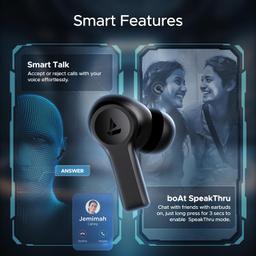 boAt Airdopes Flex 454 ANC Truly Wireless in Ear Ear Buds w/Smart Features, ANC, 60HRS Playback, Hearables App Support, Quad Mics, Multi Point Connectivity, ASAP Charge, Beast™ Mode(Gunmetal Black)